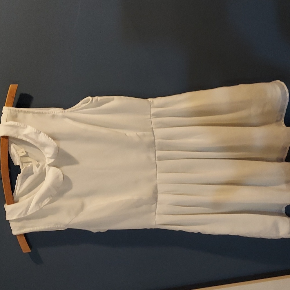 Frenchi Peter Pan Collar White Sleeveless Dress Small